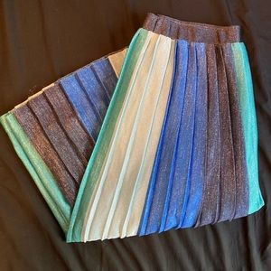Maeve Anthropologie blue toned ombré shimmery sparkle long midi skirt